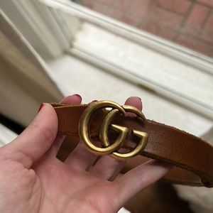 Authentic Gucci tan skinny belt